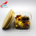 high borosilicate glass storage jar with bamboo lid Storage-146RL